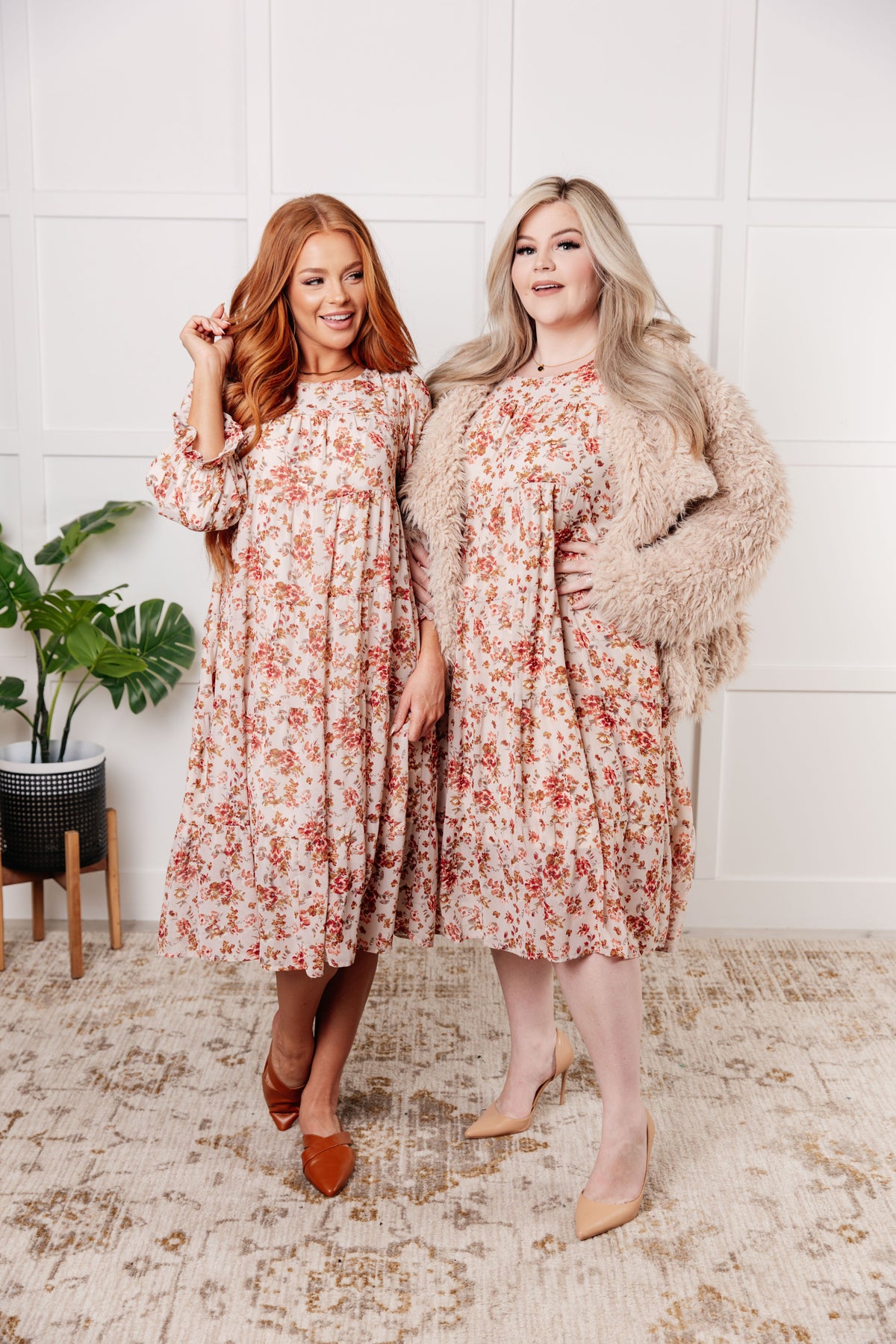 Lightweight Chiffon Balloon Sleeve Floral Midi Dress 3XL Lightweight Chiffon Balloon Sleeve Floral Midi Dress 3XL