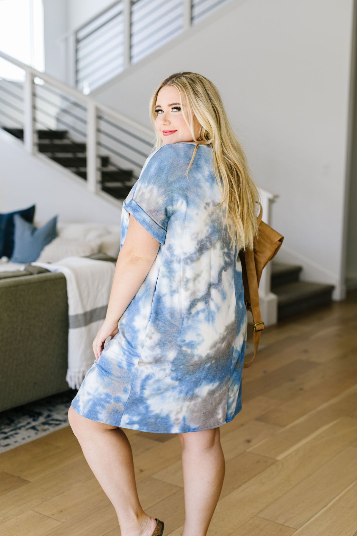 Tie Dyed Comfort T-Shirt Dress In Blue Medium Tie Dyed Comfort T-Shirt Dress In Blue Medium
